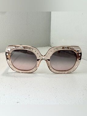 Judith Leiber Light Pink Clear Diva Sunglasses with Rhinestones - NEW